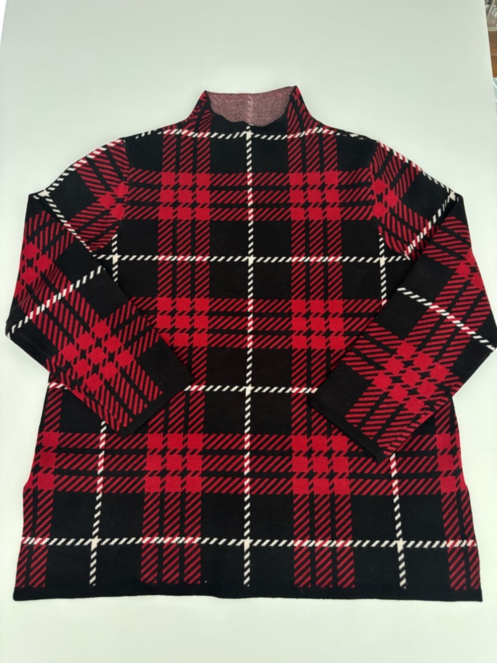 Anne Klein Red Plaid Sweater - Classic Tartan Style NWT